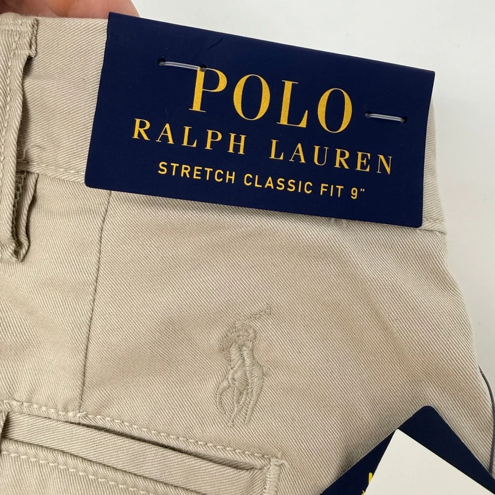 Polo Ralph Lauren Mens 38 Stretch Classic Fit 9 inch Chino Shorts Beige NEW